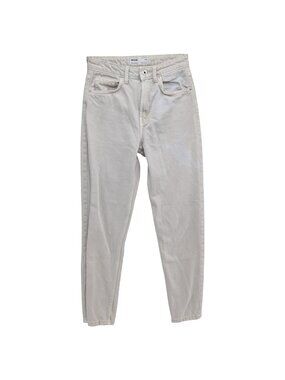 Bershka Mom Jeans Womens Light Grey Cotton Denim Mid Rise Size 00